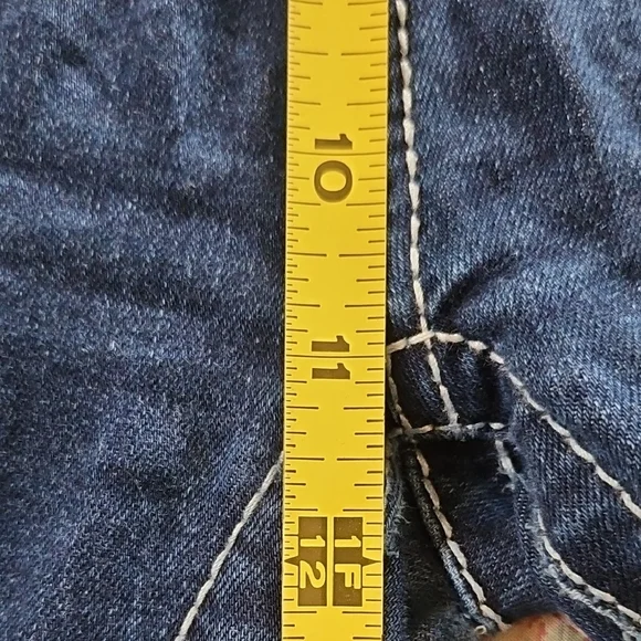 BAMBOO Women's Dark Blue Boot Cut/Flare DistressedJeans - Picture 12 of 13